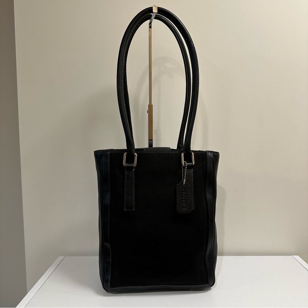 RESERVED - Vintage Coach 2000 Bonnie’s Legacy Linen Canvas Bucket Black #9429